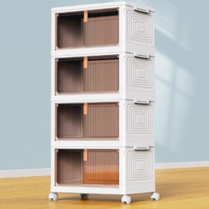YFXCVSL 4 Tier Plastic Storage Bins with Lid 23QT, Stackable Storage Containers with Wheels